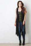 Suede Fringe Maxi Vest