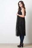 Suede Fringe Maxi Vest