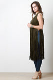 Suede Fringe Maxi Vest