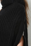 High-Low Turtleneck Knit Poncho Cape