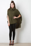 High-Low Turtleneck Knit Poncho Cape