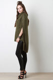 High-Low Turtleneck Knit Poncho Cape