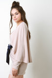 Suede Bow Belt Long Sleeve Cape Dress