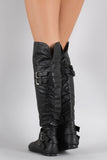 Buckle Strap Round Toe Riding Over-The-Knee Boots