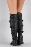 Buckle Strapped Riding Over-The-Knee Boots