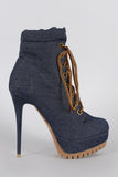 Shoe Republic LA Stiletto Lug Denim Work Booties