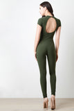 Lace Up Bodice Keyhole Jumpsuit