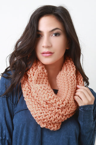 Loose Knit Double Layer Neck Warmer Scarf