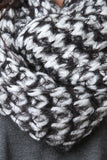 Two-Tone Fuzzy Loose Knit Infinity Scarf