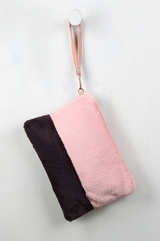 Two-Tone Faux Fur Clutch