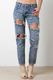 Destroyed Denim Boyfriend Jeans