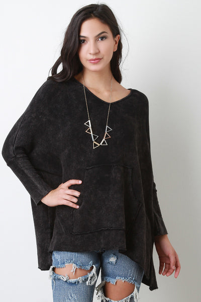 Burnout V-Neck Long Sleeve Sweater Top