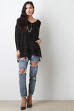 Burnout V-Neck Long Sleeve Sweater Top