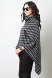 Houndstooth Knit Turtleneck Poncho