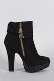 Wild Diva Lounge Fold Over Cuff Lug Platform Booties