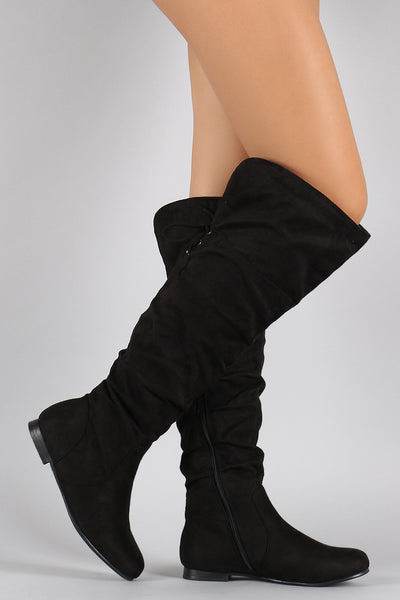 Wild Diva Lounge Slouchy Cutie Lace Up Flat Boots