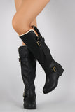 Wild Diva Lounge Shearling Cuff Lining Knee High Boots