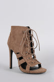 Wild Diva Lounge Lace Up Cage Booties