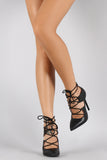 Side Slit Lace Up Pointy Toe Pump