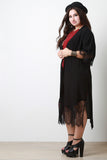 Lace Accent Longline Slit Cardigan