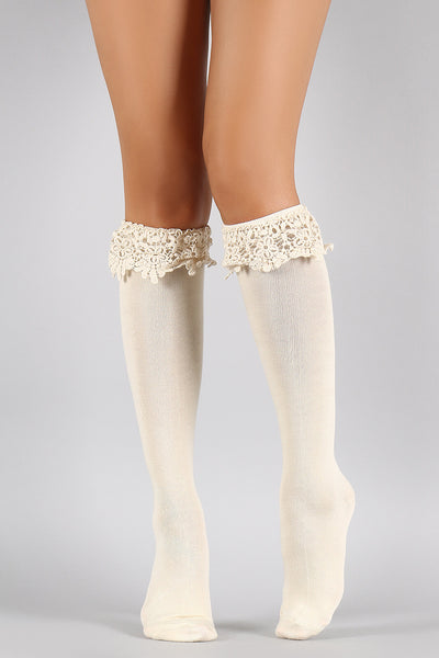 Crochet Cuff Knee High Socks