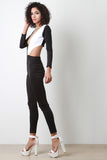 Crossed Contrast Cutout Jumpsuit