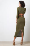 Cutout Back Sweater Midi Dress