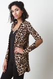 Leopard Open Front Elbow Patch Blazer