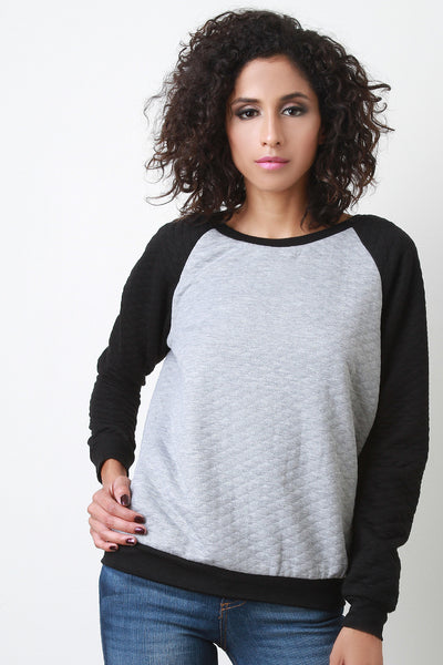 Quilted Raglan Sweatshirt Top