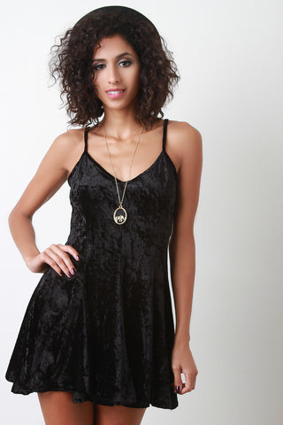 Sleeveless Velvet Skater Dress