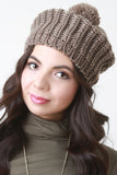 Rib Knit Pom Pom Beanie