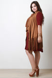 Suede Draping Open Front Fringe Vest