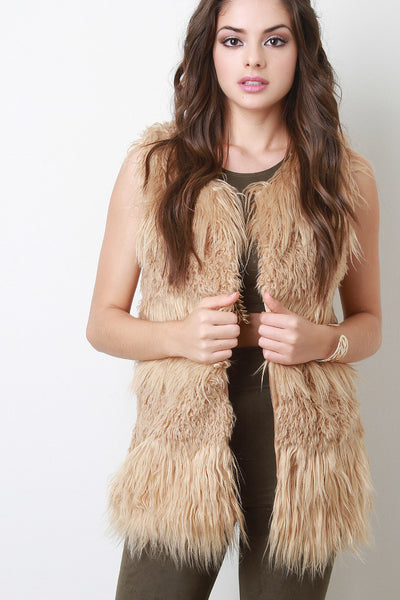 Double Texture Faux Fur Vest