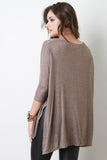 Slit Dolman Sleeves High Low Top