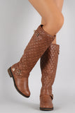 Quilted Buckled Riding Knee High Boots