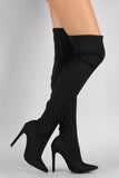 Sleek Stretch Over the Knee Pointy Toe Stiletto Boot