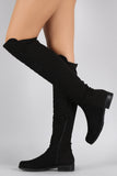 Bamboo Quilted Suede Stretchy Over-The-Knee Riding Boots