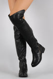 Diagonal Zipper Riding Flat Boots