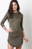 Round Hem Vegan Suede Dress