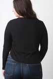 Ribbed Long Sleeve Curved Top