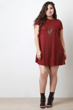 Melange Ribbed Relaxed Keyhole Dress