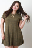 Melange Ribbed Relaxed Keyhole Dress