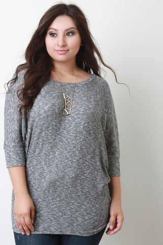 Melange Ribbed Knit Dolman Top