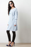 Deep V-Neck Long Sleeves Sweater Dress