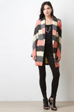 Asymmetrical Stripe Long Sleeves Sweater Coat