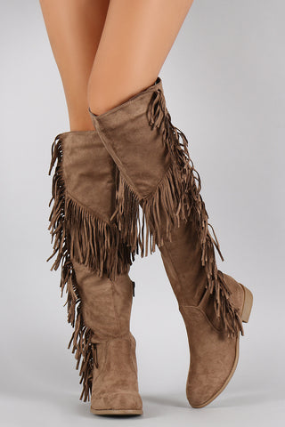 Wild Diva Lounge Western Fringe Flat Boot