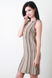 Retro Vertical Striped Knitted Dress