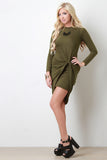 Knotted Overlap Long Sleeve Dress