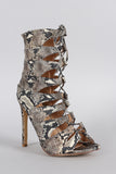 Liliana Python Caged Lace Up Heel