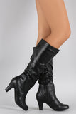 Wild Diva Lounge Vegan Suede Slouchy Chunky Heel Boot